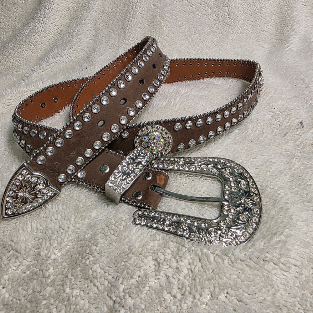 Blazin Roxx Belt Rhinestone Conchos Studded Western Leather Lined Women XL